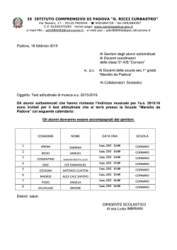 test attitudinali di musica 15/16 - ix istituto comprensivo di padova