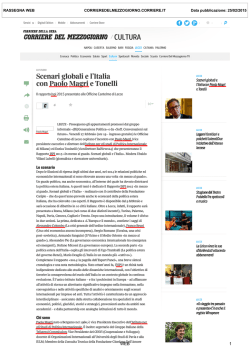 /CULTURA Scenari globali e l`Italia con Paolo Magri e Tonelli