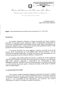 Oggetto: Piano diformazione delpersonale docente neoassuntoper l