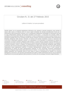 Circolare N. 31 del 27 Febbraio 2015 - Lettere di intento