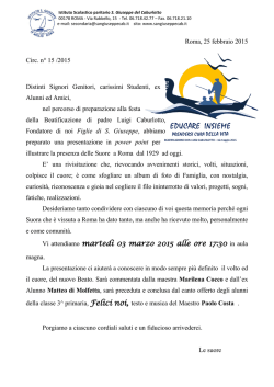 Circ. n&deg; 15 &ndash; 2015 Incontro - Istituto San Giuseppe del Caburlotto