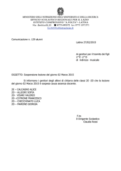 Comunicazione n. 129 sospensione lezione di chitarra 02-03-2015