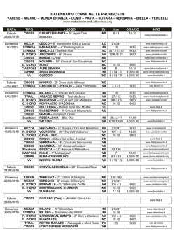 calendario unificato corse nelle provincie di varese, milano