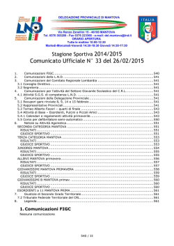 Comunicato Ufficiale N&deg; 33 del 26/02/2015