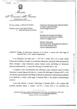 la nota 1858 del 27 ottobre 2014 del dipartimento delle Finanze