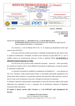Presentazione on-line domanda di partecipazione alle