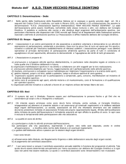Statuto dell` A.S.D. TEAM VECCHIO PEDALE ISONTINO