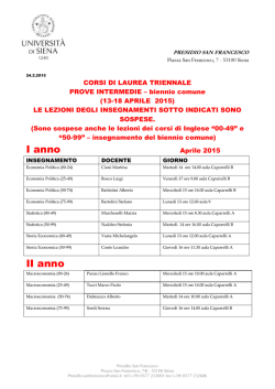 I anno II anno - Scuola di Economia e Management