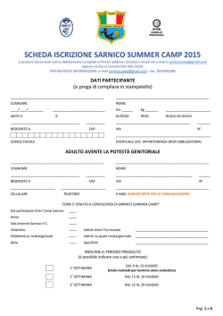 SCHEDA ISCRIZIONE SARNICO SUMMER CAMP 2015