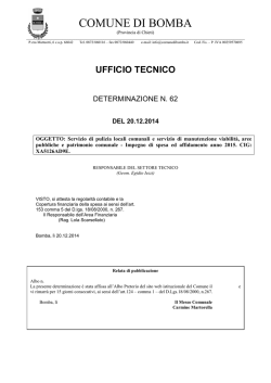 DET. UFF. TEC. n. 62 del 20/12/2014. OGGETTO