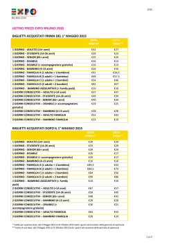 Listino prezzi biglietti Expo 2015 pdf