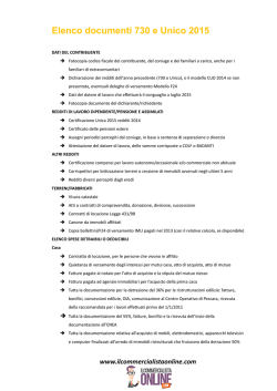 Elenco documenti 730 e Unico 2015