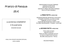 Pranzo di Pasqua 25 &euro;