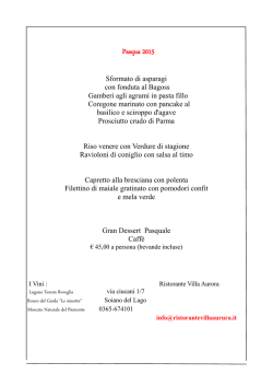 Men&ugrave; di Pasqua - Ristorante Villa Aurora