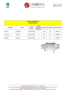 Progetto CAMBIAMENTI ELENCO ESCLUSI Coletta