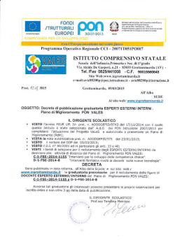 pubblicazione graduatorie esperti esterni pon vales