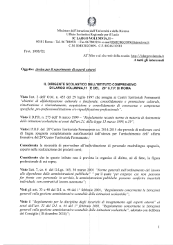 Avviso per il reperimento esperti esterni per la
