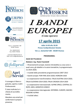 Locandina Convegno bandi europei Vicenza 17