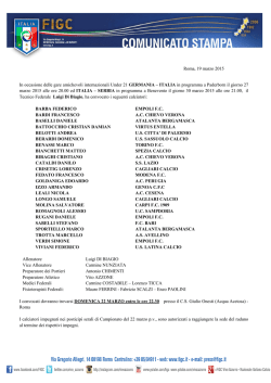 Roma, 19 marzo 2015 In occasione delle gare amichevoli