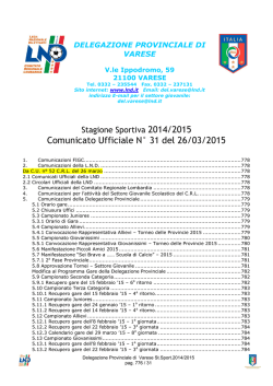 Comunicato Ufficiale N&deg; 31 del 26/03/2015