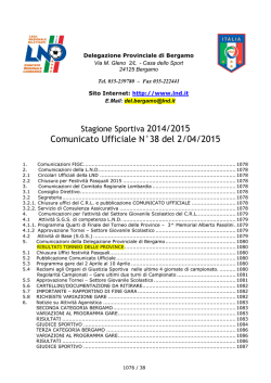 Comunicato Ufficiale N&deg;38 del 2/04/2015