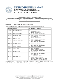 Sessione invernale - Scienze della Mediazione linguistica e culturale