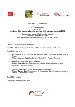 Mercoled&igrave;, 15 aprile 2015 La Scuola dell`Olio