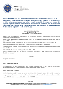 D.M. 4 agosto 2014, n. 139 (Pubblicato nella Gazz. Uff. 23 settembre