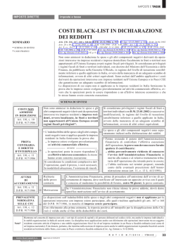 COSTI BLACK-LIST IN DICHIARAZIONE DEI REDDITI