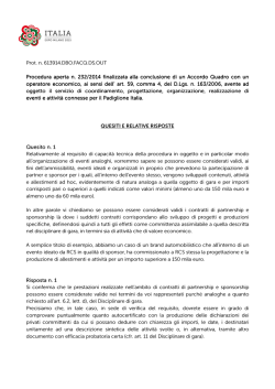 Prot. n. 613914.DBO.FACQ.DS.OUT Procedura aperta