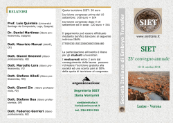 23&deg; convegno annuale Soc ie t&agrave; Italiana di Embryo T ransfer