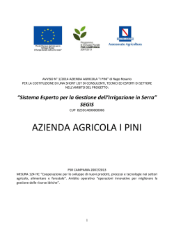 AVVISO N&deg; 1/2014 AZIENDA AGRICOLA "I PINI" di