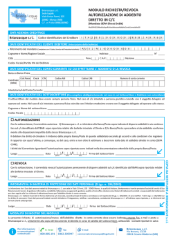 modulo richiesta/revoca autorizzazione di addebito