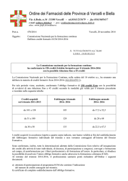 Delibera Comm.Naz.Formazione Continua crediti ECM 2014-2016