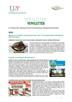 NEWSLETTER ICE SARAJEVO OTTOBRE 2014