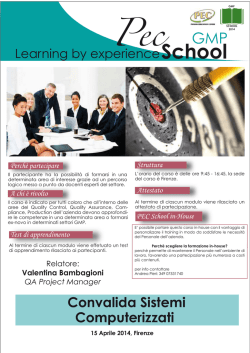 GMP School &ndash; Convalida Sistemi Computerizzati