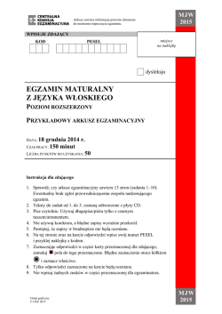 egzamin maturalny z języka włoskiego poziom rozszerzony