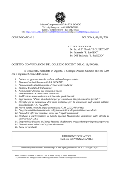 COMUNICATO N. 6 BOLOGNA, 09/09/2014 A TUTTI I DOCENTI Sc