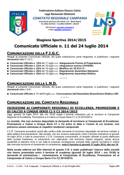 Comunicato Ufficiale n. unicato Ufficiale n. 11 del 24 luglio luglio 2014