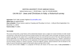 CAS RN 327 -‐ Jews and Christians in Italy: a