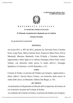 ha pronunciato la presente sul ricorso R.G. n. 807