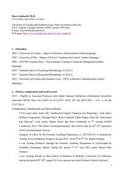 1 Rosa Lombardi, Ph.D. Curriculum vitae (short version) University