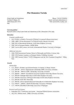 Pier Domenico Tortola - Centro Studi sul Federalismo