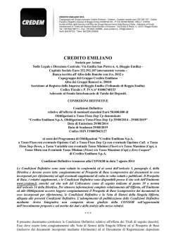 Condizioni Definitive e Nota di Sintesi Obbligazioni a
