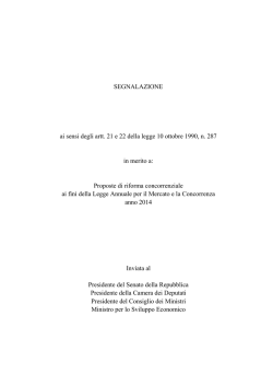 Segnalazione - Autorit&agrave; Garante della Concorrenza e del Mercato