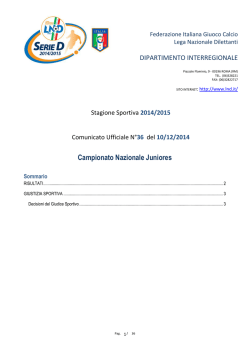 giudice sportivo gare del campionato nazionale juniores