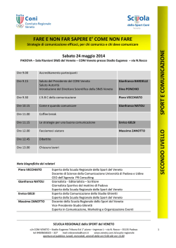 SECONDO LIVELLO SPO RT E COM UNICA ZIONE