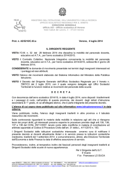 Prot. n. 42/5210/C.03.a Verona, 4 luglio 2014 IL DIRIGENTE