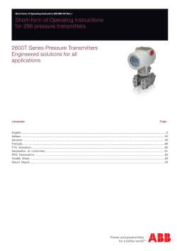 Short-form of Operating Instructions for 266 pressure