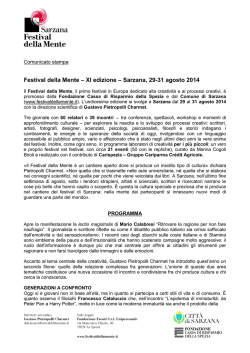 Festival della Mente &ndash; XI edizione &ndash; Sarzana, 29